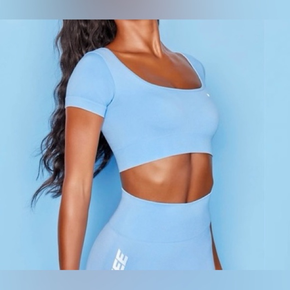 Oh Polly Light Blue Crop Top